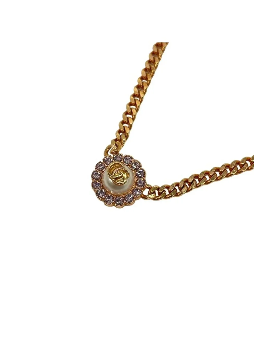 Gucci Necklace Double Pink Gold White